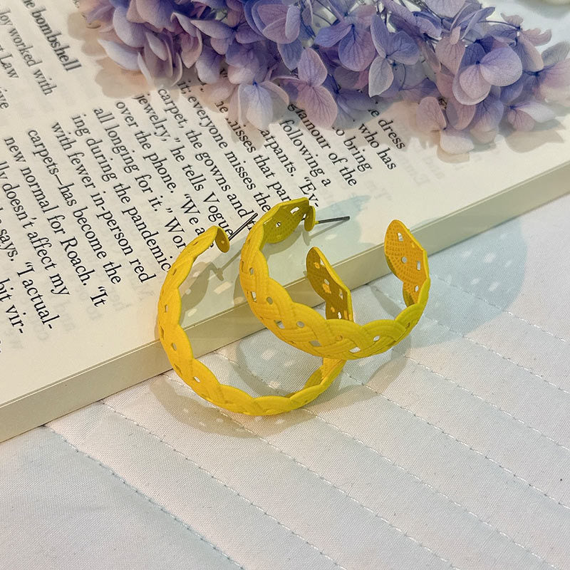 Wholesale Solid Color Big C Shape Candy Color Earrings